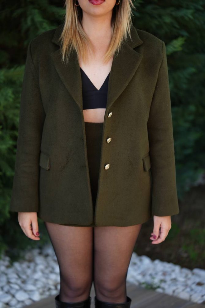 Haki Premium Etek & Blazer Takım